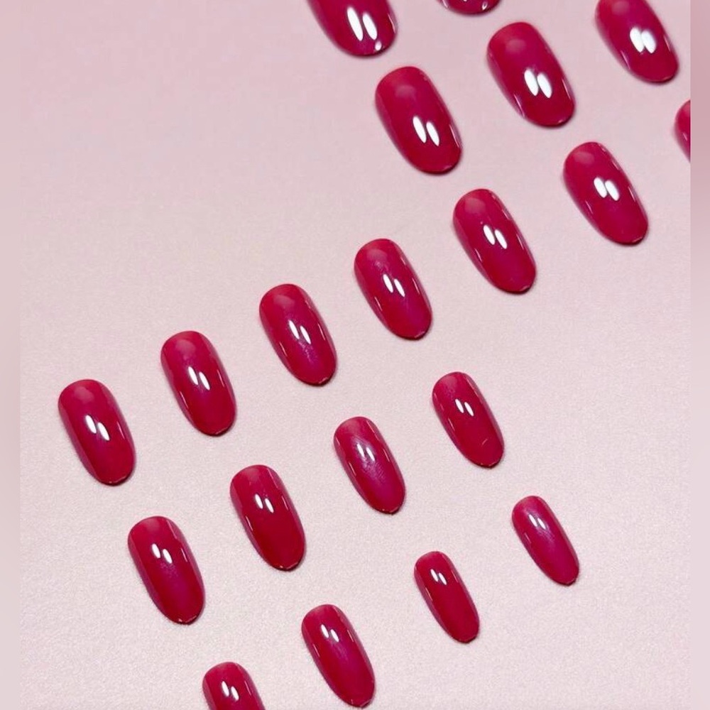 Pink Fuchsia Metallic Almond Nail Kit Press-On Nails, New - Picture 3 of 8